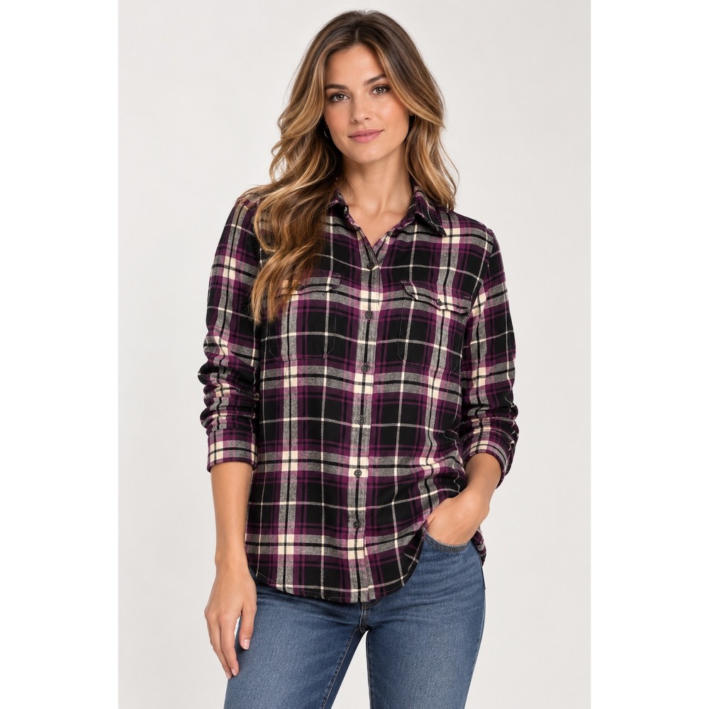 Lauren Jeans Co Ralph Lauren Purple Plaid Button Down Shirt Womens Medium Cotton